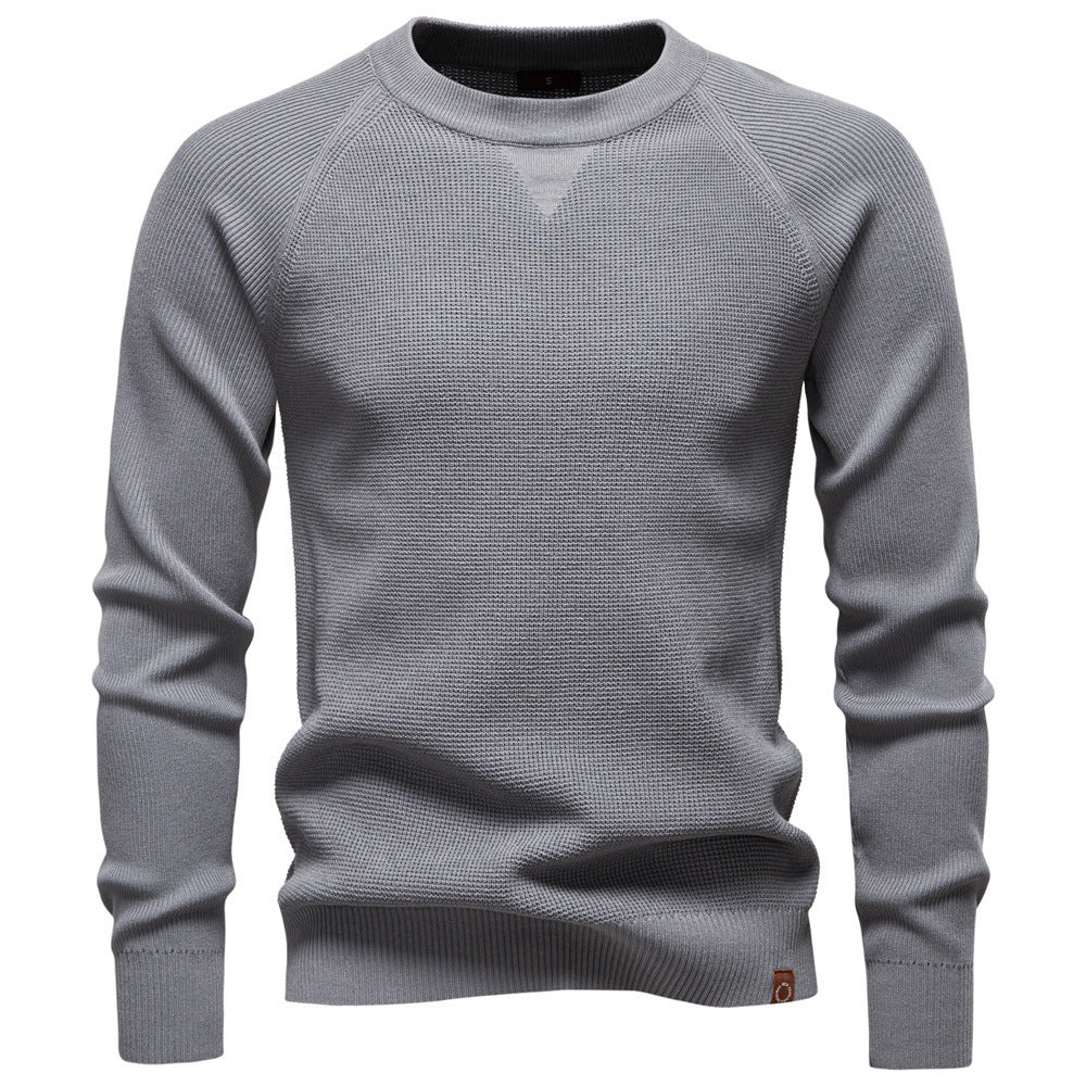 Men's Round Neck Fashionable High-Quality Knitted New 2025 Autumn and Winter Sweater Pure Color Sweater Business Casual Men's Style