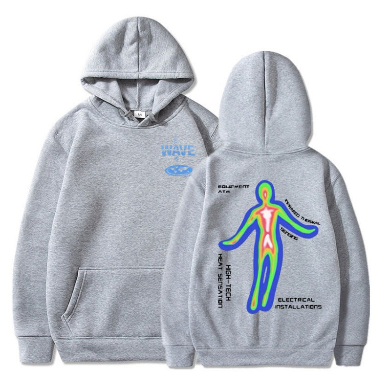[Cross-border European Code] Skeleton Thermal Imaging Graphic Print Hoodie