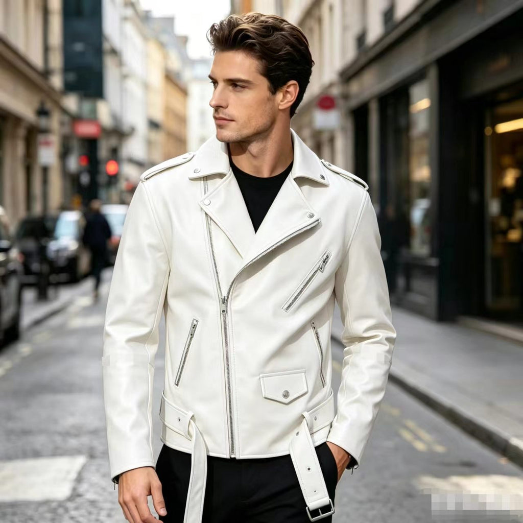 2025 Autumn/Winter New Men's Pu Leather Jacket, Large Size Men's Leather Clothing for Foreign Trade, Aliexpress Amazon Motorcycle Leather Jacket