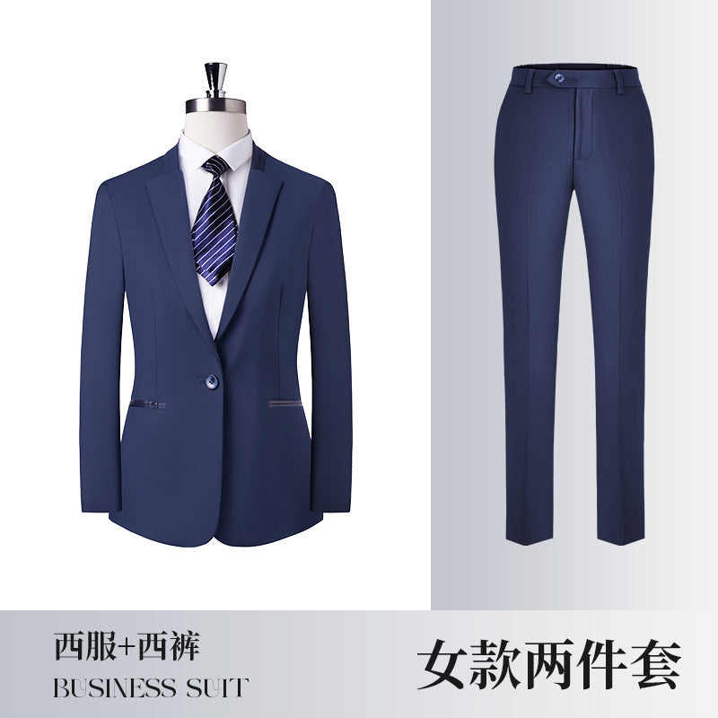 Gray Business Attire for Men and Women, Autumn and Winter Slim Business Bamboo Pattern Suit, Women's Trousers and Vest