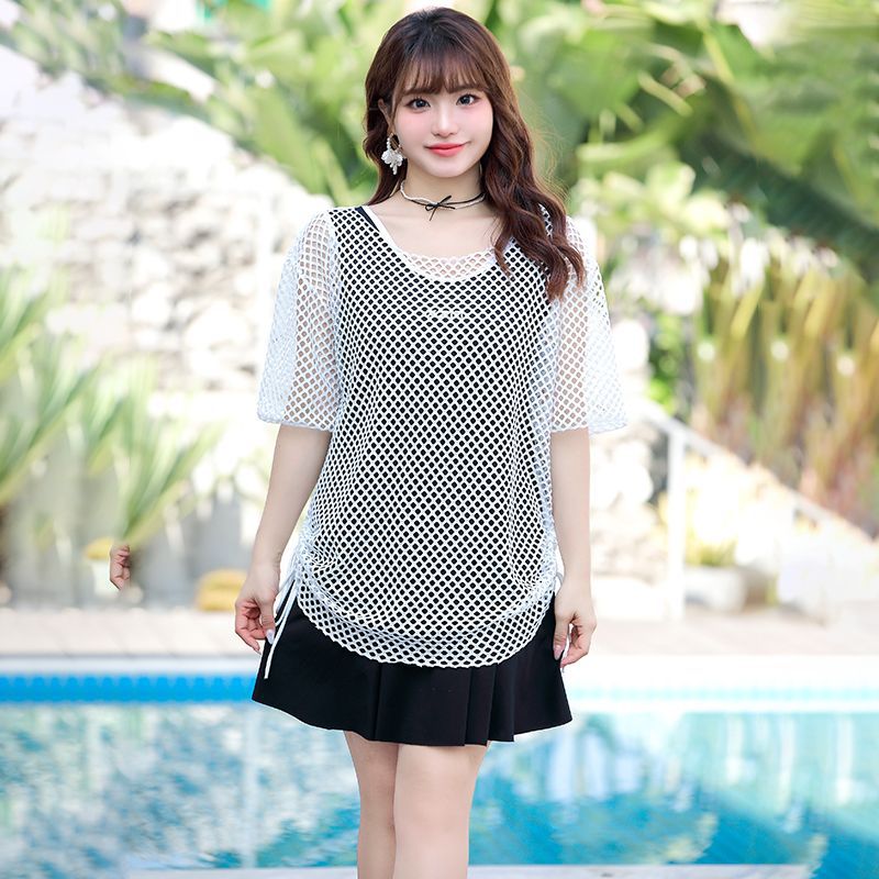Two-Piece Swimsuit for Women 100kg Tummy Control Slimming Plus Size Sexy Korean Ins Conservative Student Hot Spring Swimwear