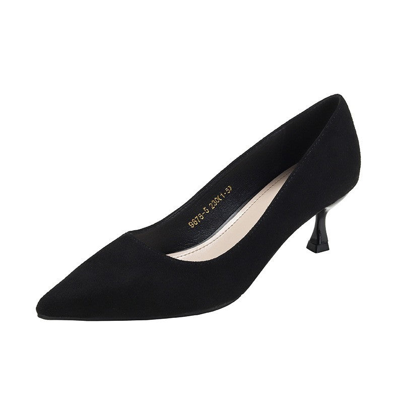 9878 High Heels Women's Stiletto Heel 2024 Spring and Summer New Temperament Goddess Black Single Shoes Interview Professional Work Shoes