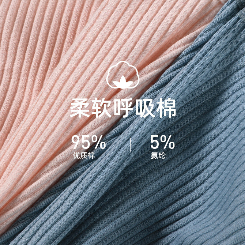 Women's Cotton Underwear Women's Comfortable Breathable Striped 100 Cotton Crotch Briefs Mid-Waist Simple Young Girl's Underwear
