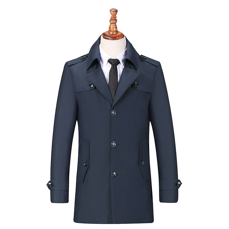 Windbreaker Men's Autumn New Mid-length Young Men's British Style Coat Chinese Style Cardigan Large Dress