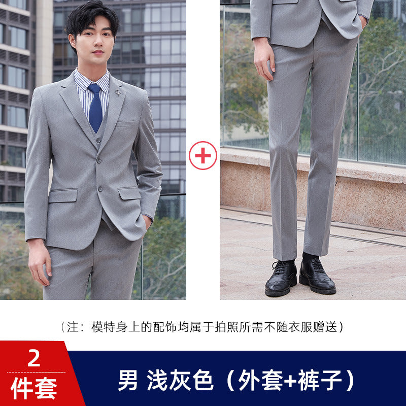 Two-button color spinning four-sided elastic treasure blue teacher suit suit men's and women's same style professional attire 4S shop suit wholesale