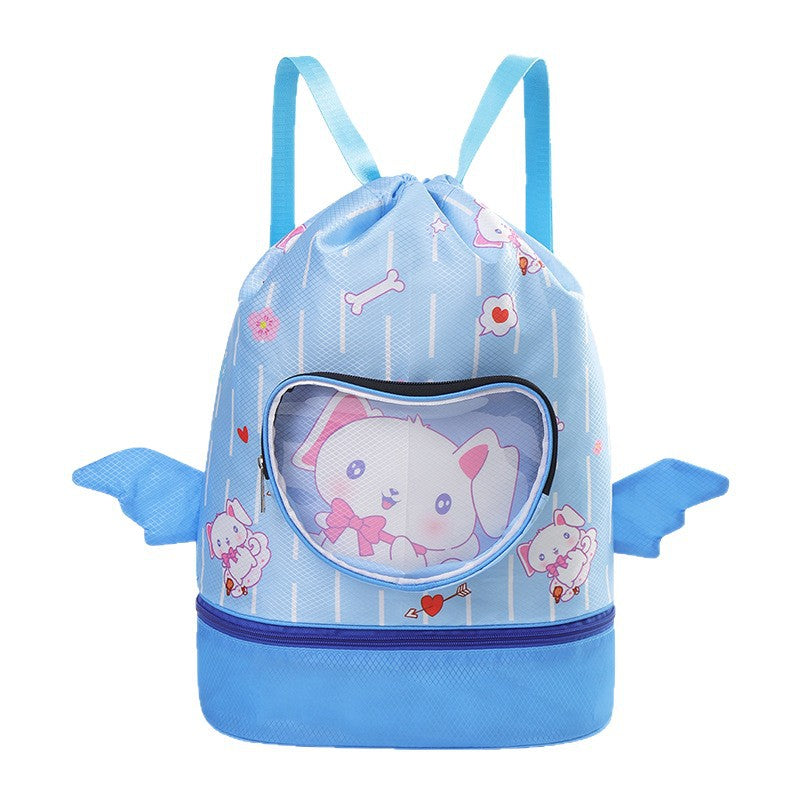 Children's Swimming Bag, Wet and Dry Separation Waterproof Storage Bag, Portable Backpack for Boys and Girls, Cute Cartoon Beach Backpack