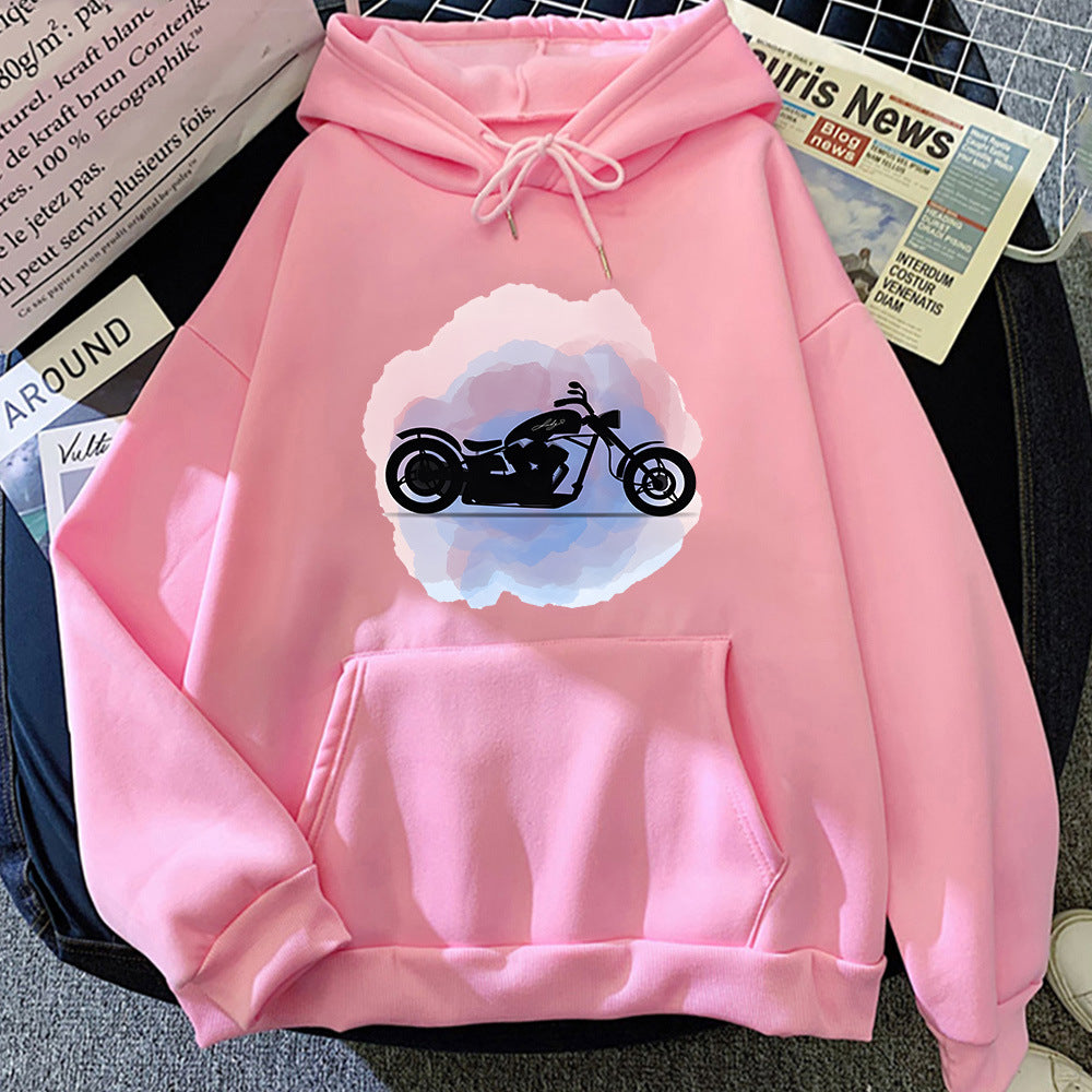 Hoodies Unisex Motocicleta Com Bolso, Moletom Encapuzado, Mo