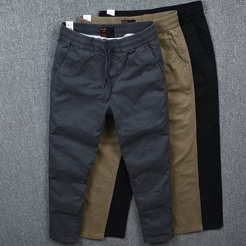 Autumn Boys All-match Teenager Trendy Brand Casual Pants Solid Color Korean Style Simple High Street Handsome Stretch Breathable Trousers