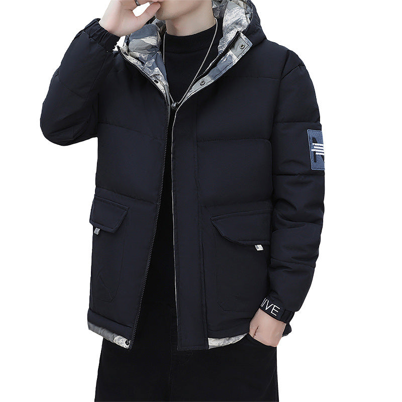 New Winter Casual Men's Warm Jacket Cotton-padded Coat Fashionable Cotton-padded Coat Thickened Top All-match Cotton-padded Coat Hooded Cardigan