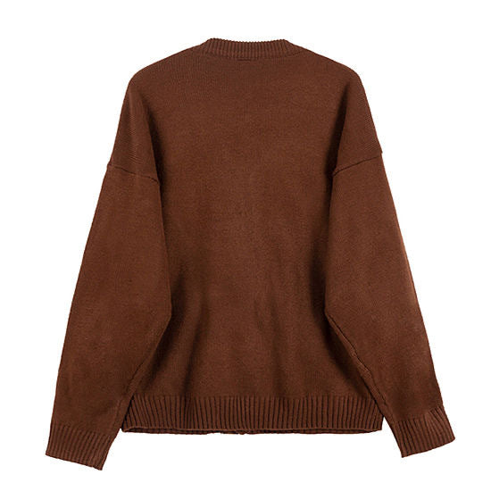 Fashionable Brand Knitwear Men's V Neck Single-Breasted Pure Color Knitwear Cardigan Men's 2022 Autumn and Winter Loose Casual Long-Sleeved Jacket
