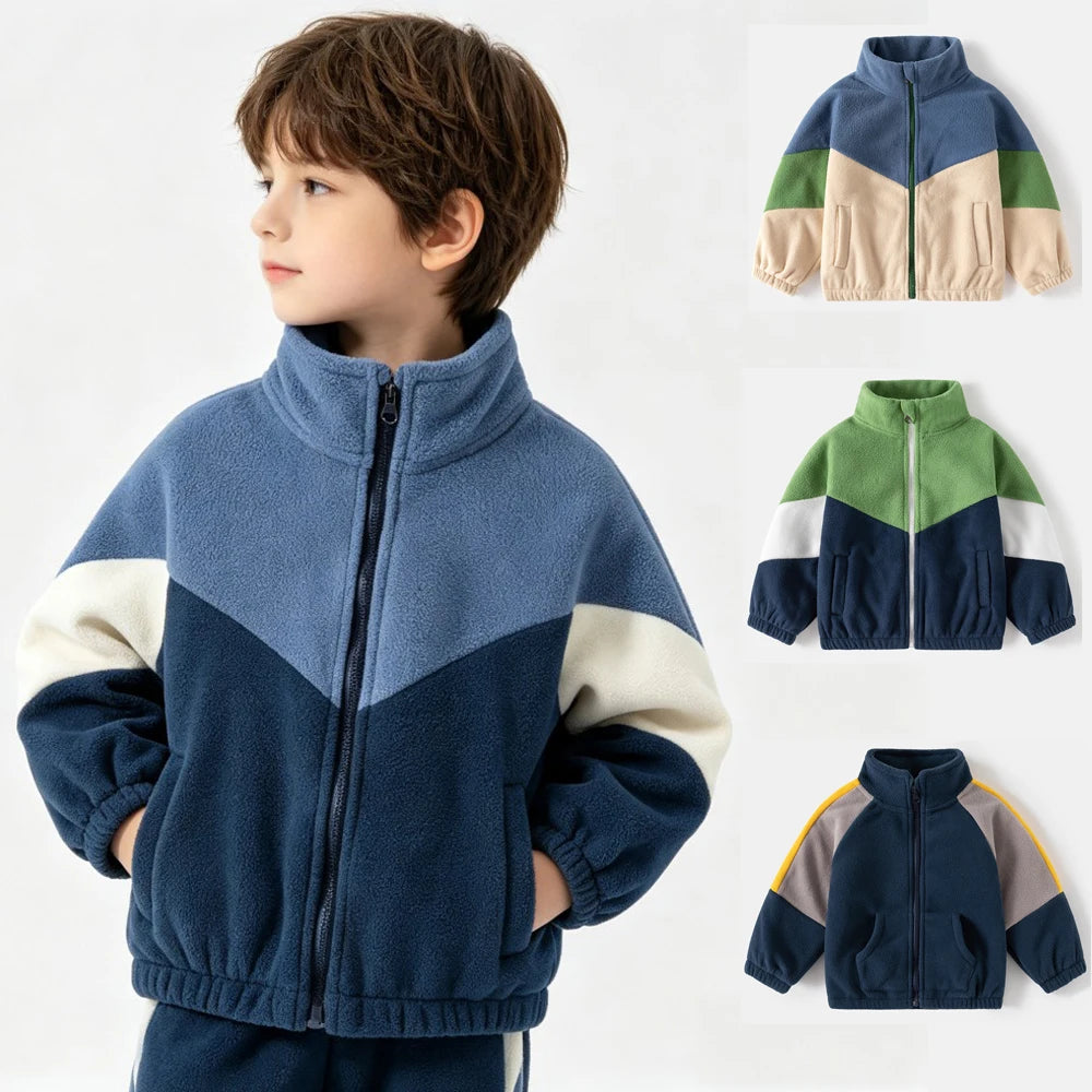 Kids Polar Fleece Jackets for Boys Clothes Toddler 2 3 4 5 6 7 Years Thick Warm Autumn Full Zipper Coats Winter Outerwear Jacket