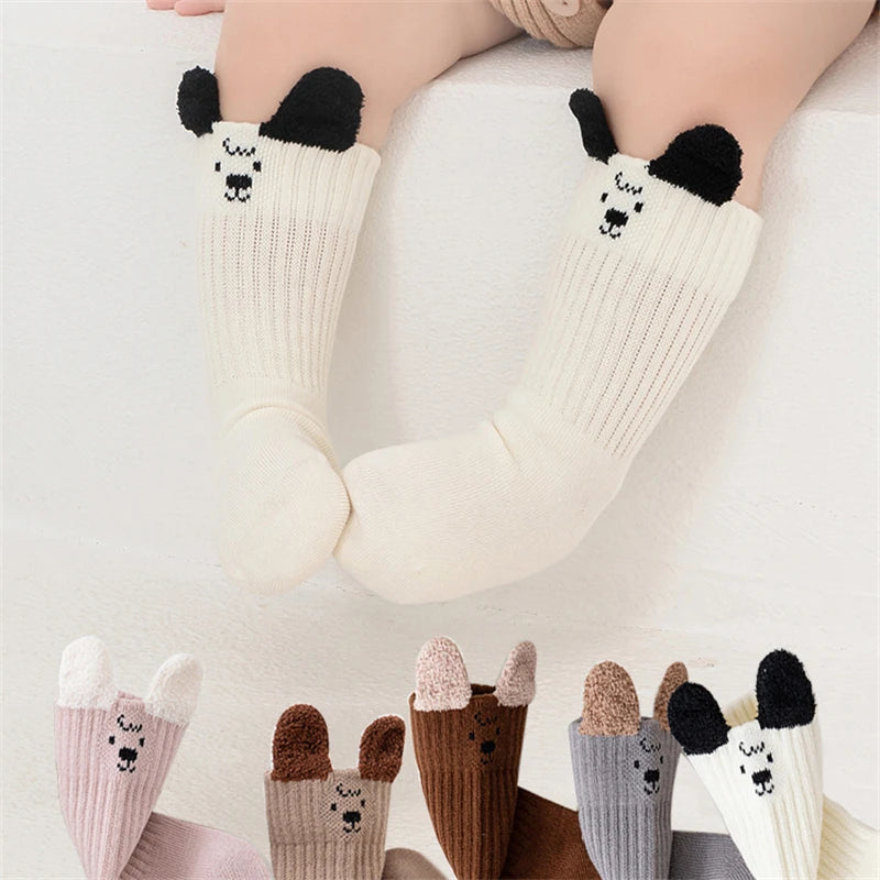 3Pairs Cute Kids Socks For Girls Boys Soft Cotton Baby Toddler Boy Girl Sock Cartoon Children's Short Socks Autumn Winter 0-5Yrs