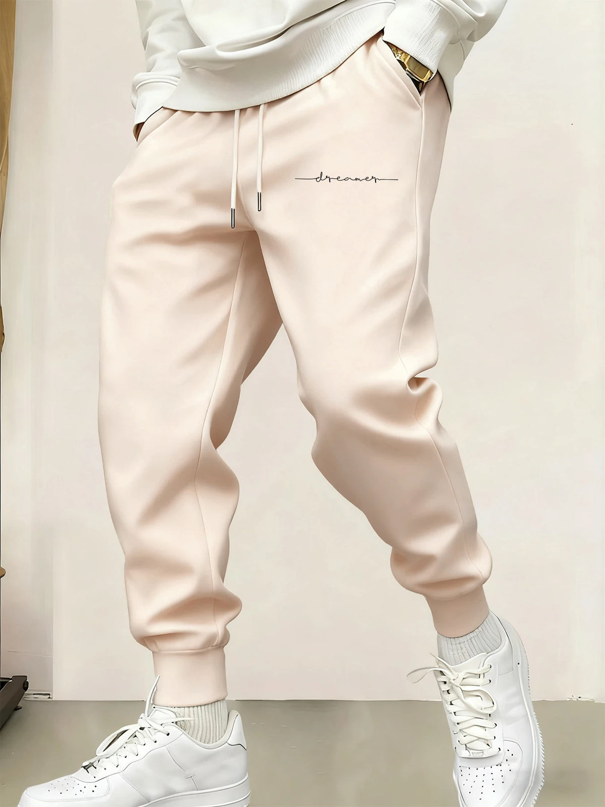 Cursive Fonts Creativity Prints Man'S Casual Long Pants Drawstring Sports Pant Warm Joggers Sweatpants Fleece 10 Colors Trousers