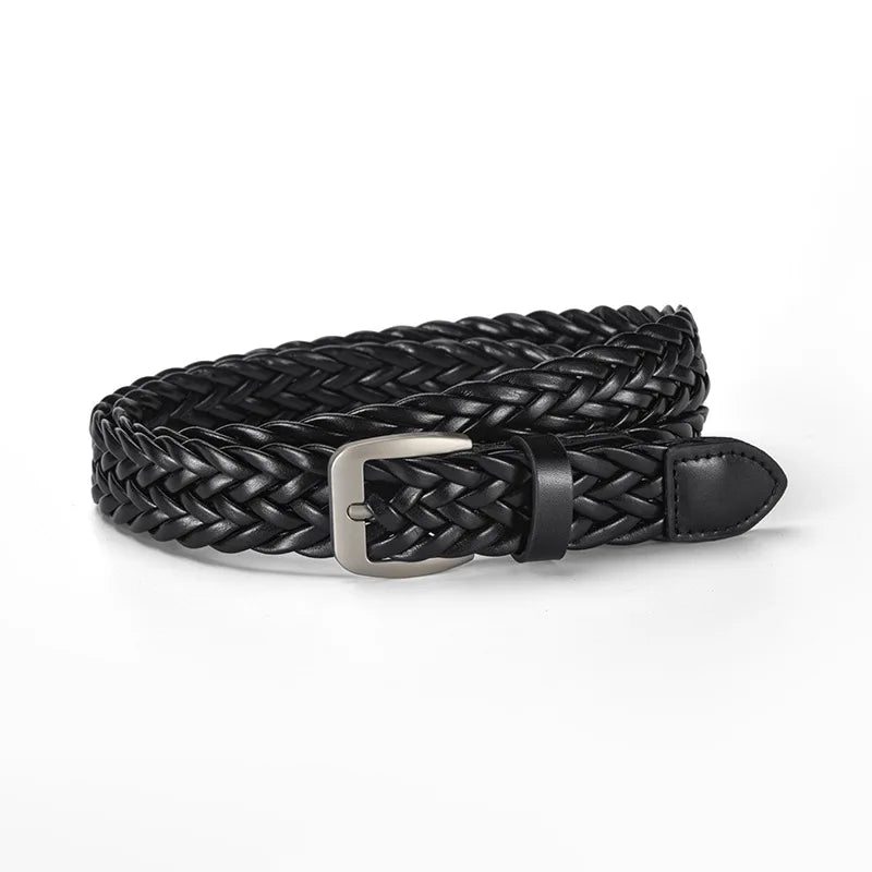SimpleTrendy Braided Women’s Belt  Minimalist Retro Slim Waist Belt Casual and Versatile Jeans Belts with Buckle for Women