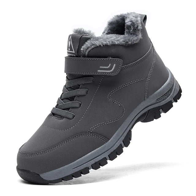 Leather Boots Men Women Shoes Waterproof Boot Man Plush Keep Warm Outdoor Ankle Boots Military Combat Boots Walk On Ice Sneakers