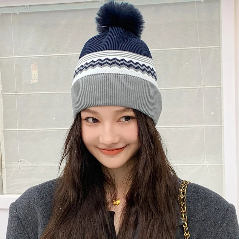 Autumn/winter Women's Knitted Wool Hat With A Large Head Circumference A Relaxed Style Warm And Cold-proof