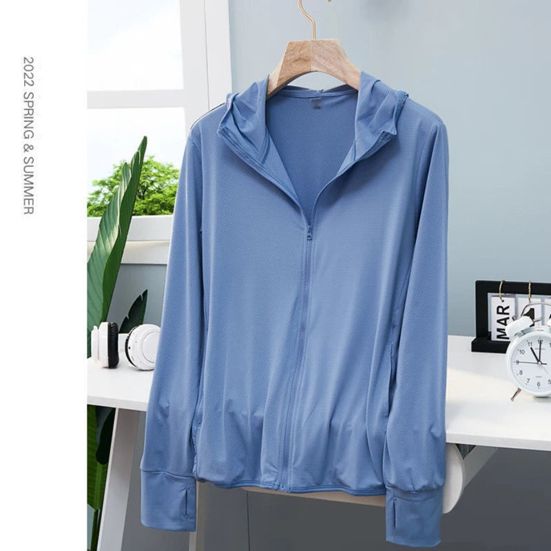 UPF50+ Sun Protection jacket women Ice Silk Hooded Coat for Summer Air Conditioning Clothing Breathable Solid Color