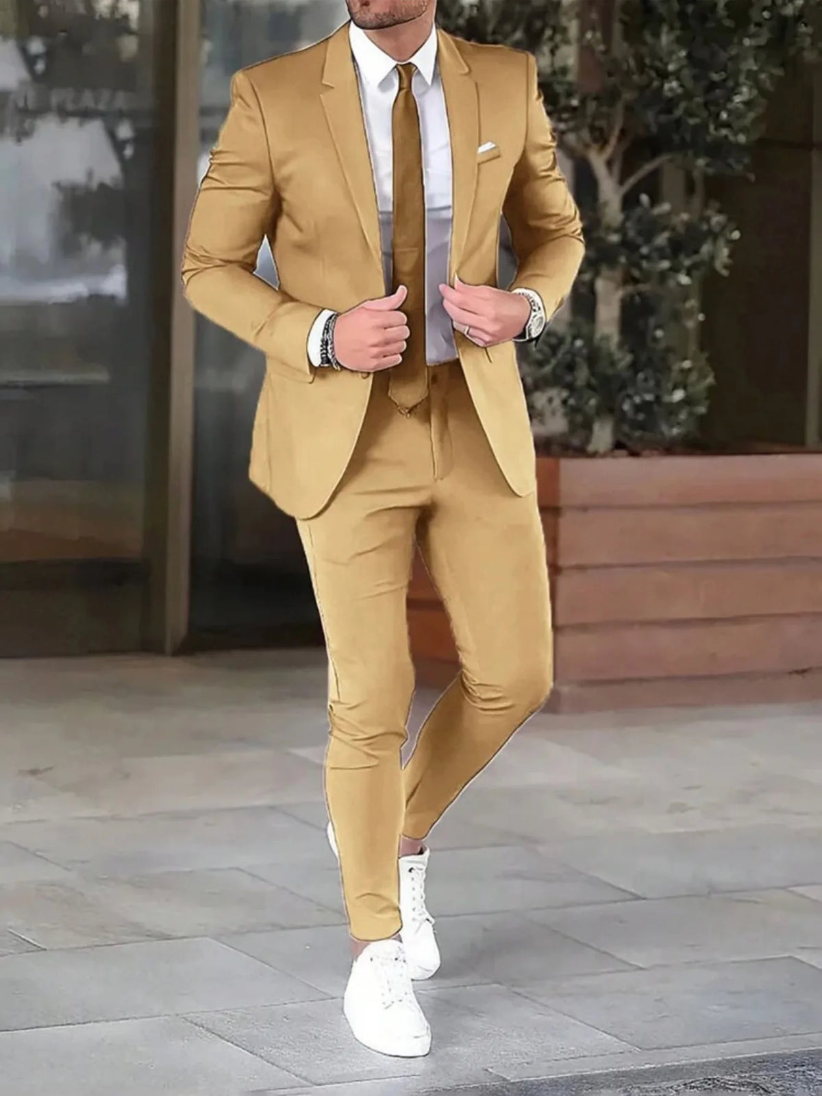 High Quality Men's Suit Sets Fashion Party Wedding Groom Outfits Solid Color Slim Elegant Two Piece Sets Blazer Jacket and Pants