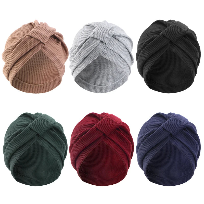 Women's headscarf hat breathable cotton thick waffle square headscarf hat Indian hat ethnic headscarf