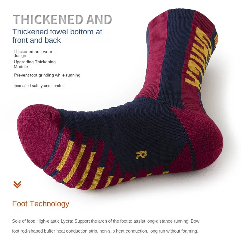 Star Adult Anti-Slip Training Socks 1 Pair Breathable Sports Team Football Thick Towel Bottom for Comfortable Wear