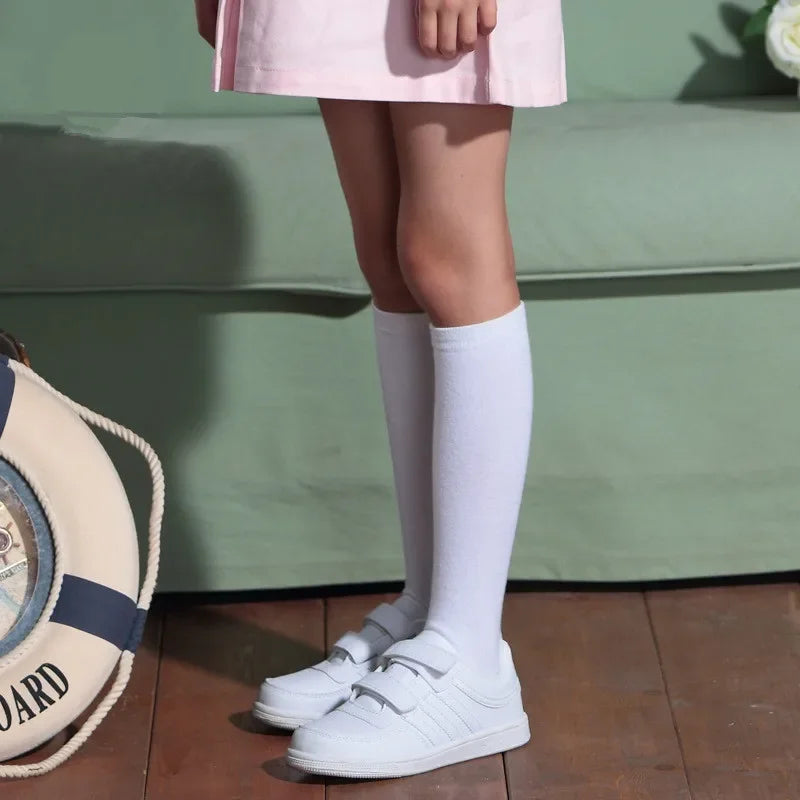 Knee High Socks Kids Boys Girls Long Tube Socks for School Uniform Children White Socks Long Student