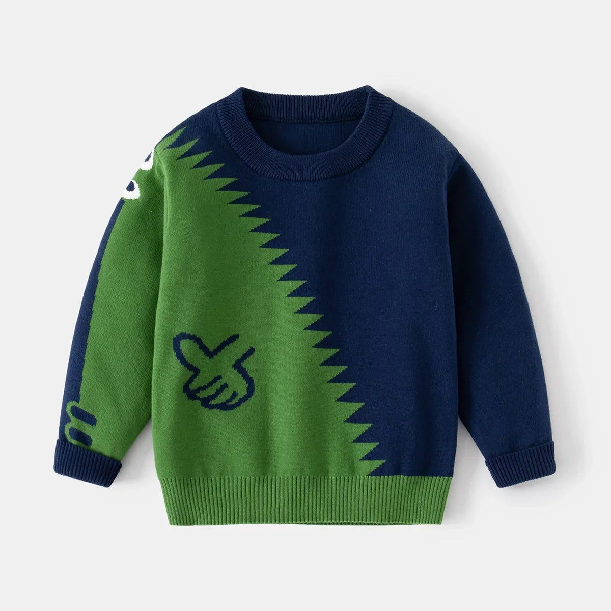 New 2023 Kids Children Pullover Sweater Autumn Winter Boys Cute Cartoon Jacquard O-neck Knitted Jumper Sweaters Tops Clothing