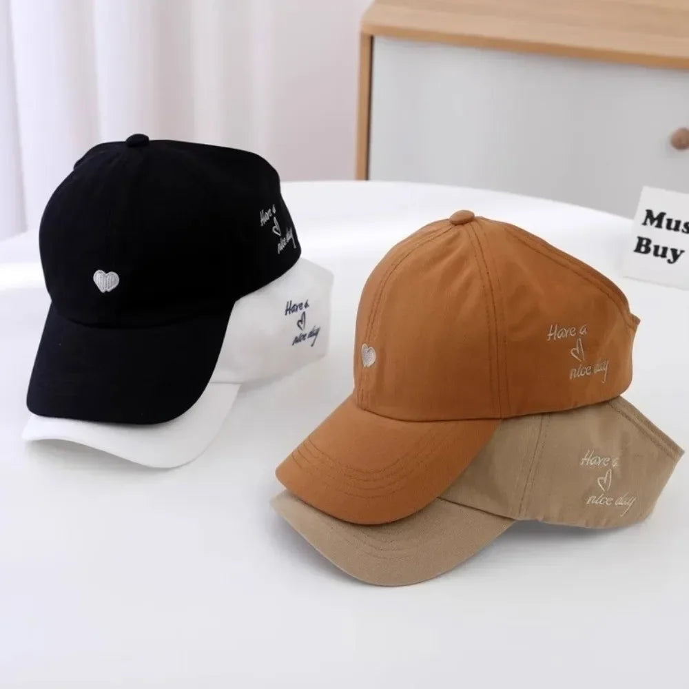 Kids Baseball Caps for Boys Girls Sun Hat Love Heart Hollow High Ponytail Caps Children Adjustable Baseball Caps for 4-12 Years