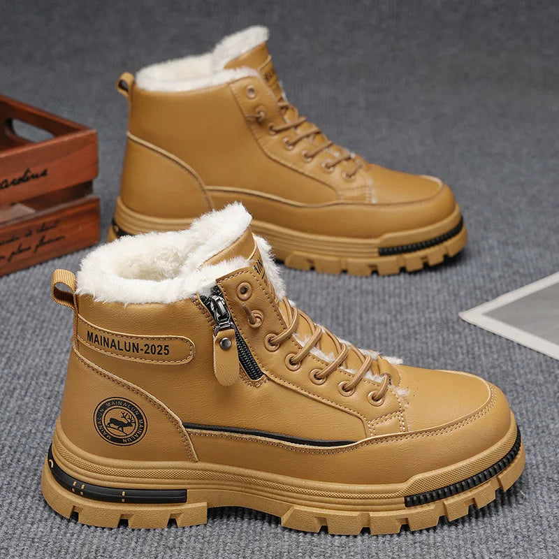 Men's High-Top Boots Winter British-style Comfortable Warm Boots Sneakers Fashion Work Shoes for Men New Anti Slip Sports Shoes