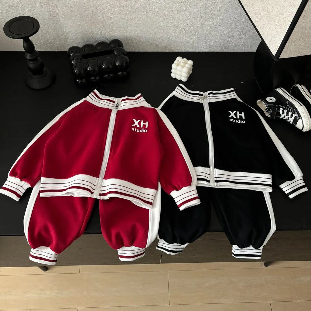 New Boys Suits Baby Girls Long-Sleeved Clothing Sets Kids Letter Coat Sweatpants 2Pcs Children Fashion Outfits Autumn Sportswear