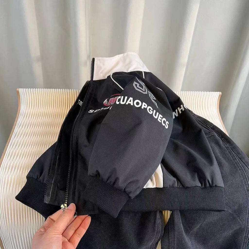 Korean Version Boys Jacket Children's Spring and Autumn Motorcycle Suit New Boys' Sports Jacket Children Clothing Baby Outerwear