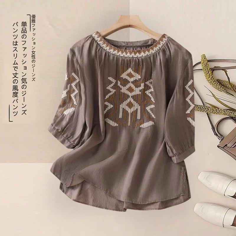 Fashionable Retro Linen Top And Pants Set for Women High End Cotton Linen Two Piece Suit Summer New Arrival Elegant Momwear