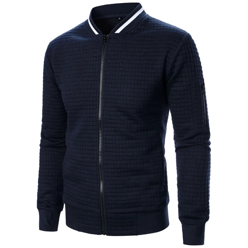 Men's Jackets Coats Casual Solid Autumn Jacket Men Zipper Cardigans Spring Long Sleeve O-neck Plaid Men's Coat Streetwear S-XXXL