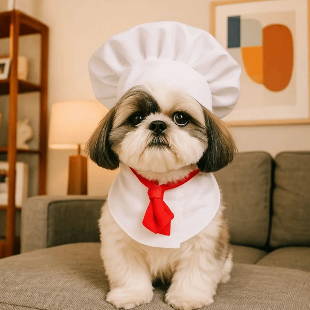 Pet Accessories Cute Pet Cooking King Hat Comfortable Stylish Cat Transformation Dress Adjustable Chef Hat Set Pet Events