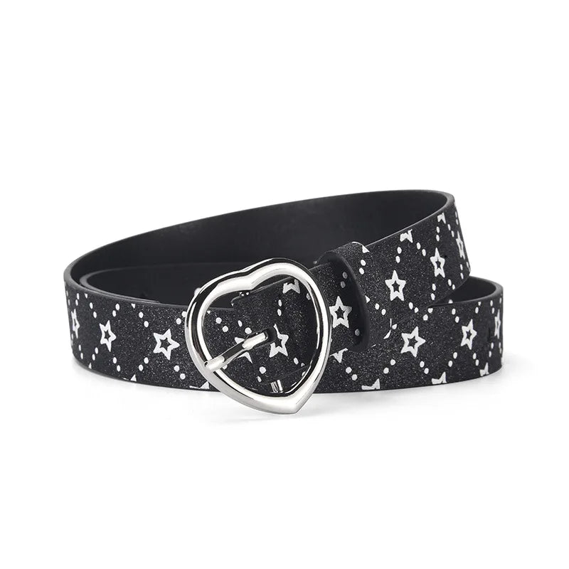 Children Faux Leather Belt Cute Heart Buckle Waist Belts Kids Shiny Waistband For Jeans Pants Dress Decorate New Fashion