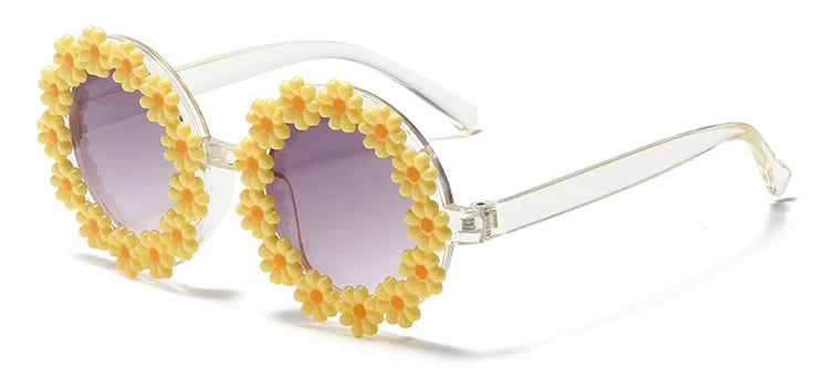 Kids Sunglasses Children Round Flower Sunglasses Girls Boys Baby Shades Glasses UV400 Outdoor Sun Protection Eyewear