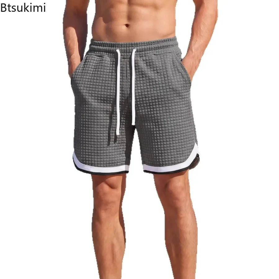 Men's Fashion Sports Shorts Casual Vacation Waffle Weave Shorts Casual Breathable Athletic Shorts Comfortable Breathable Garment
