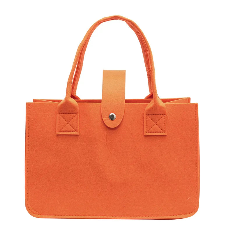 Ins Style Candy Color Large Capacity Felt Tote Bag, Portable Handheld Shopping Bag, Ideal Wedding Gift & Daily Commute Bag