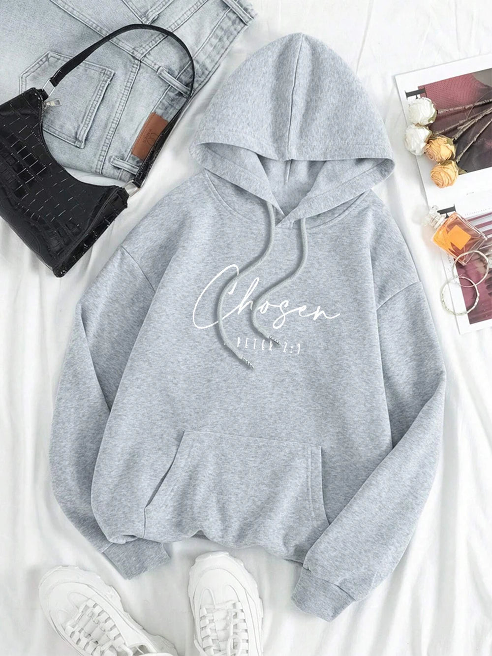 Chosen I Peter Letter Graphic Print Hoody Men Women New Fashion Hoodie Fleece Hip Hop Clothing Harajuku Fashion Hoodies Couple