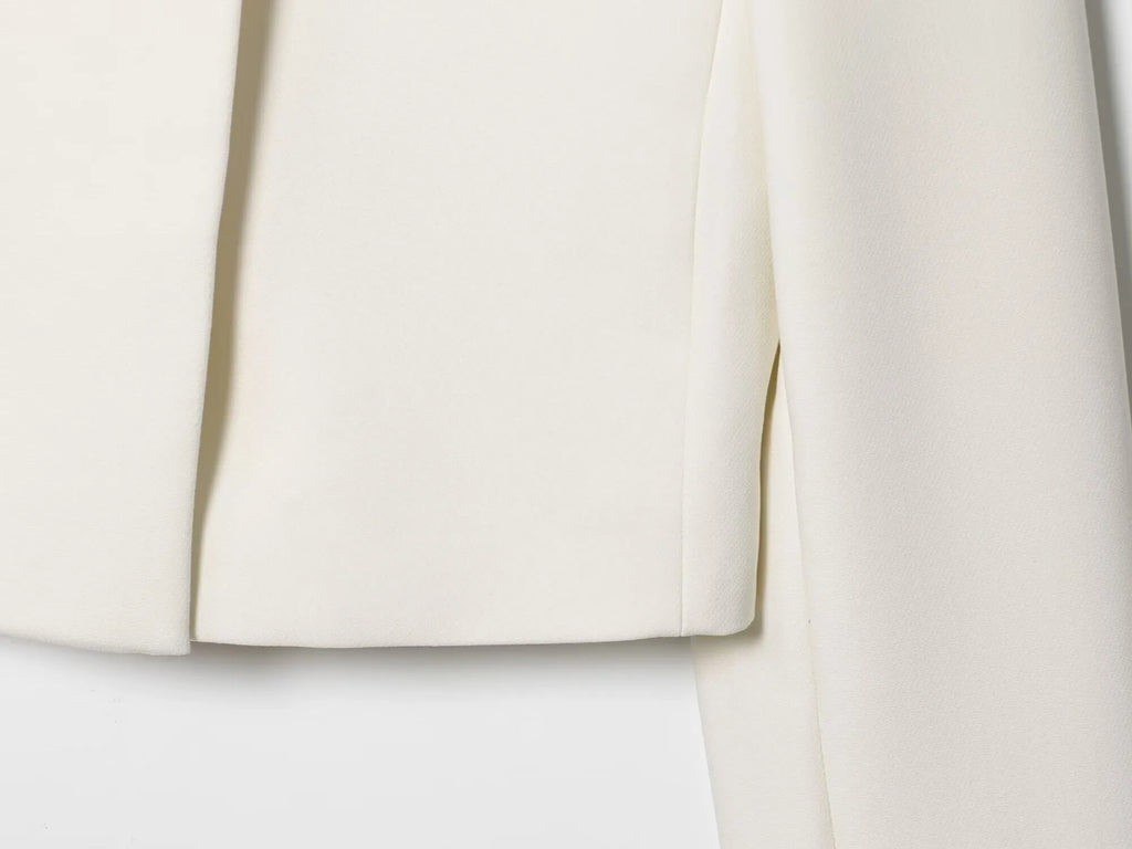 ETJ 2025 autumn winter new professional women's simple fashion white short commuting zhongshan collar suit jacket