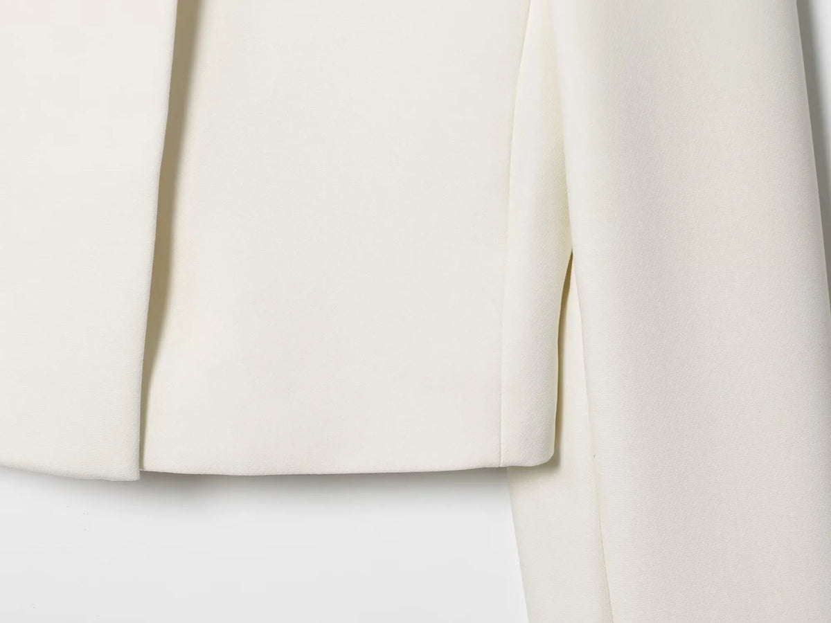 ETJ 2025 autumn winter new professional women's simple fashion white short commuting zhongshan collar suit jacket