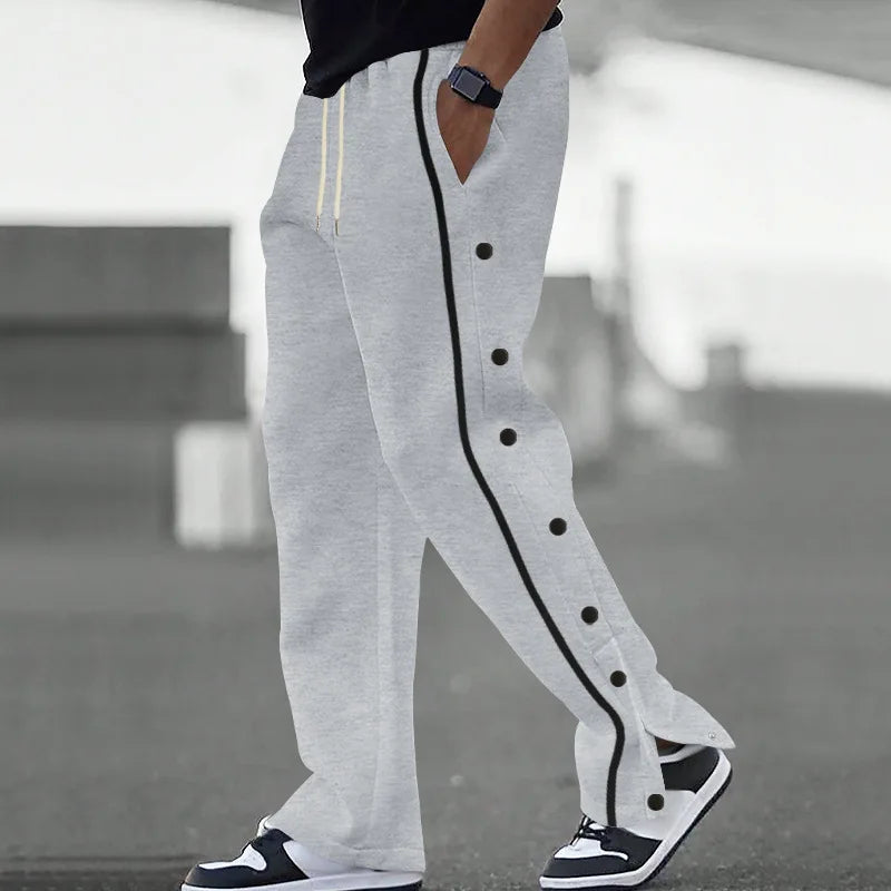 2026 Men Sweatpants Fashion Sportswear Drawstring Straight Track Pants Casual Loose Trousers breasted Breathable quick drying
