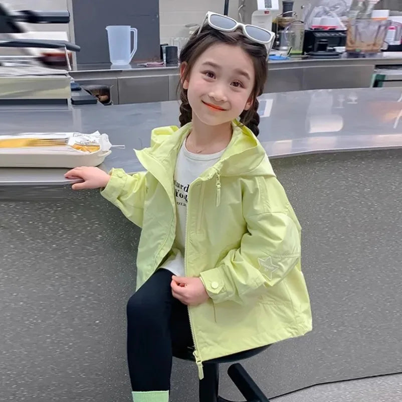 New Girl's Jacket Children Hooded Coats Kids Autumn Fashion Clothes Outerwear Children's Casual 2025 Spring Windbreaker Jackets