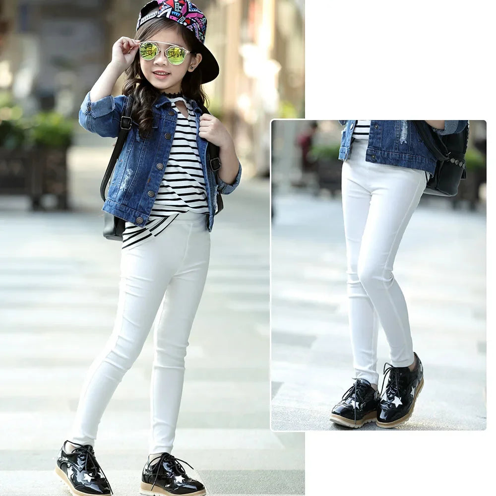 Girl Skinny Casual Pants Spring Autumn 2024 New Children Pencil Pants Skinny Leggings for Girls Kids Fashion Pants 3-12 Years