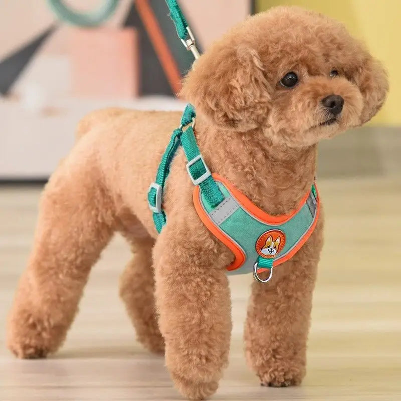 Adjustable Reflective Pet Harness Leash for Dogs and Cats, Suitable for Walking and Running