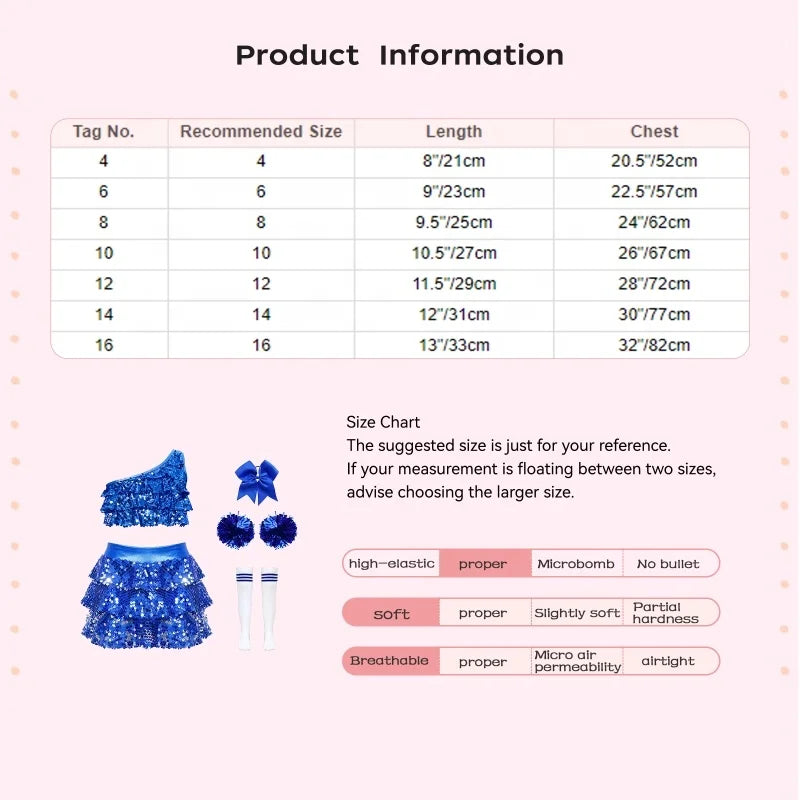 4-16 Kids Girls Cheerleading Performance Outfit Crop Top With Skirted Shorts Culottes Party Competition Dance Class Theme Party
