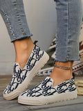 Graffiti Loafers Women's 2025 Spring  Knitted Deep Mouth Fashion Easiest for Match Casual Plaid Breathable Sneakers  Shoes