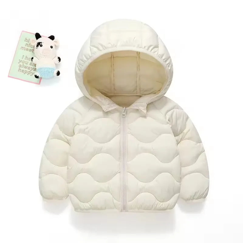 Children's Lightweight Coat Girls' Down Jackets Boys' Winter Warm Outerwear Kids Hooded Long-Sleeved Tops Autumn Cotton Clotes