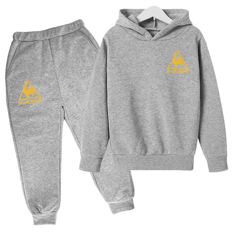 Kids Spring Autumn Casual Fashion Pullover Hoodie+Pants 2pcs Tracksuits 2-13 Years Boys Girls Streetwear Children Clothes Sets