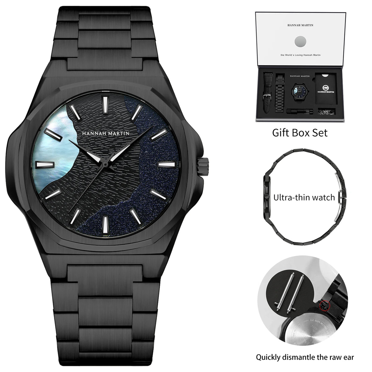 Men Watches 40mm Stainless Steel Business Timepiece for Men Clock Japanese Quartz Movement Watch With Tool Included Reloj Hombre