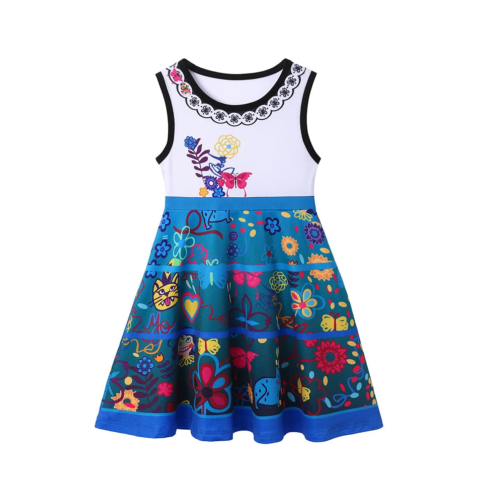 Children's Casual Dress for Girls Mermaid Rapunzel Dress One-Shoulder Sling Short Sleeve Princess Costume Summer Casual Vest